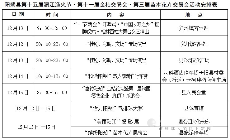 2013阳朔漓江渔火节 活动安排表