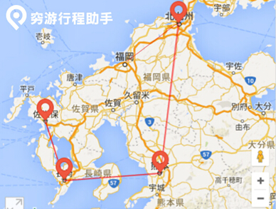 九州赏樱9日行程路线示意图